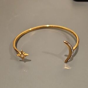 Stella & Dot Original Gold Star and Moon Rinestones Bangle Bracelet